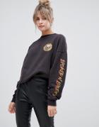 Pullbear Guns And Roses License Sweat Top - Black