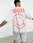 Asos Design Oversized T-shirt With Nirvana Print In Gray