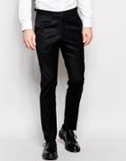 Hart Hollywood By Nick Hart 100% Wool Flannel Pants In Slim Fit - Black
