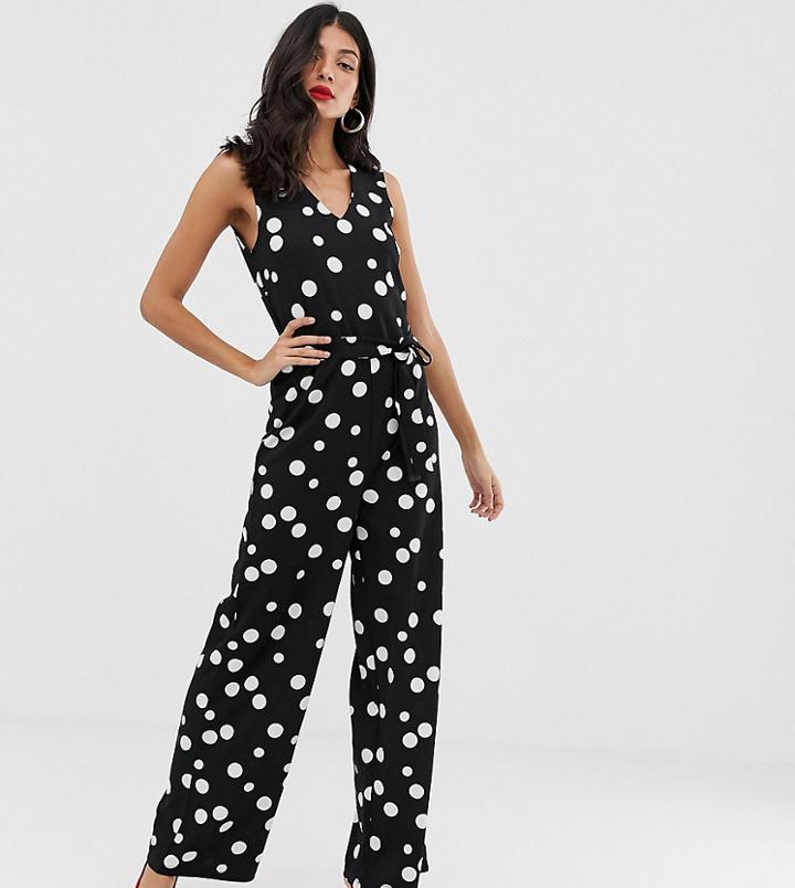 Y.a.s Tall Natal Polka Dot Print Jumpsuit - Blue