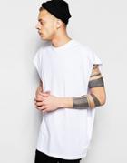 Asos Super Oversized Sleeveless T-shirt With Dropped Armhole And Raw Edge In White - White