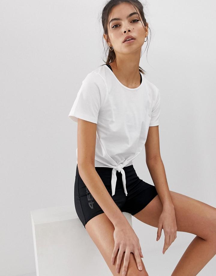 Asos 4505 Tie Crop T-shirt-white