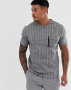 River Island T-shirt With Utility Pocket In Gray