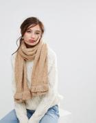 Willow And Paige Oversized Scarf With Frill Detail - Beige