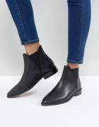 Hudson Clemence Black Leather Flat Chelsea Boots - Black