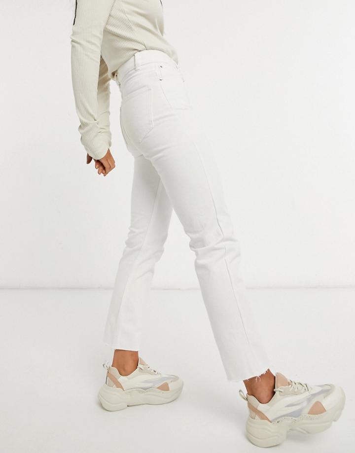 Brave Soul Fran High Waisted Mom Jeans In White-blue