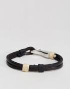 Seven London Leather Hook Bracelet In Black - Brown