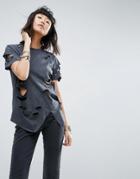 Asos T-shirt With Seam Detail And Ravage - Black