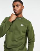 Nike Club Crew Neck Sweatshirt In Khaki-green