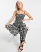 Nobody's Child Wide Leg Jumpsuit In Black Ditsy Floral
