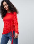 Only Drawstring Long Sleeved Top - Red