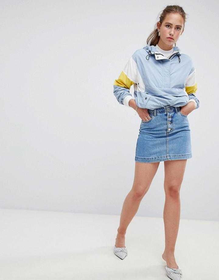 Miss Selfridge Denim Skirt With Button Down Front - Multi