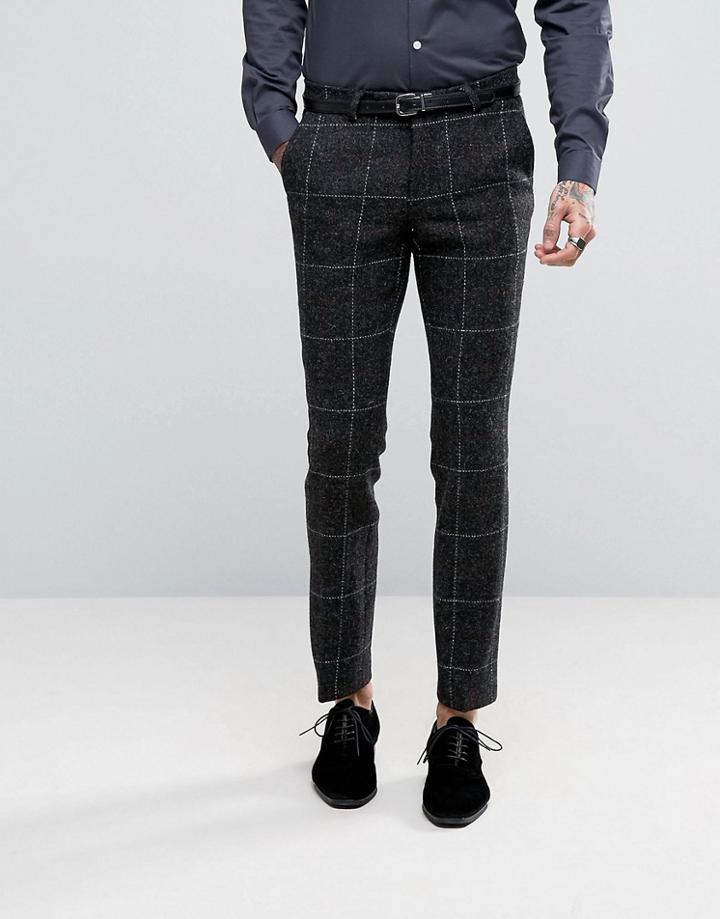 Noose & Monkey Super Skinny Harris Tweed Pants - Black