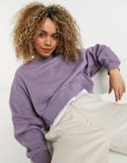 Weekday Easy Organic Blend Cotton Cropped Sweatshirt With Drop Shoulder In Purple - Part Of A Set