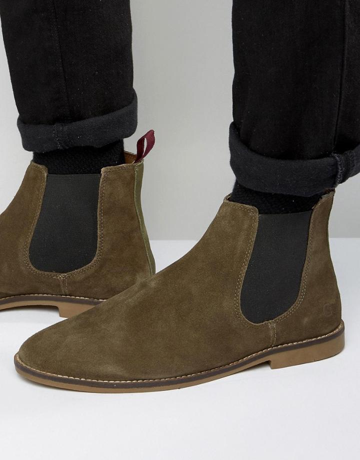 Kg By Kurt Geiger Kinross Chelsea Boots In Suede - Green