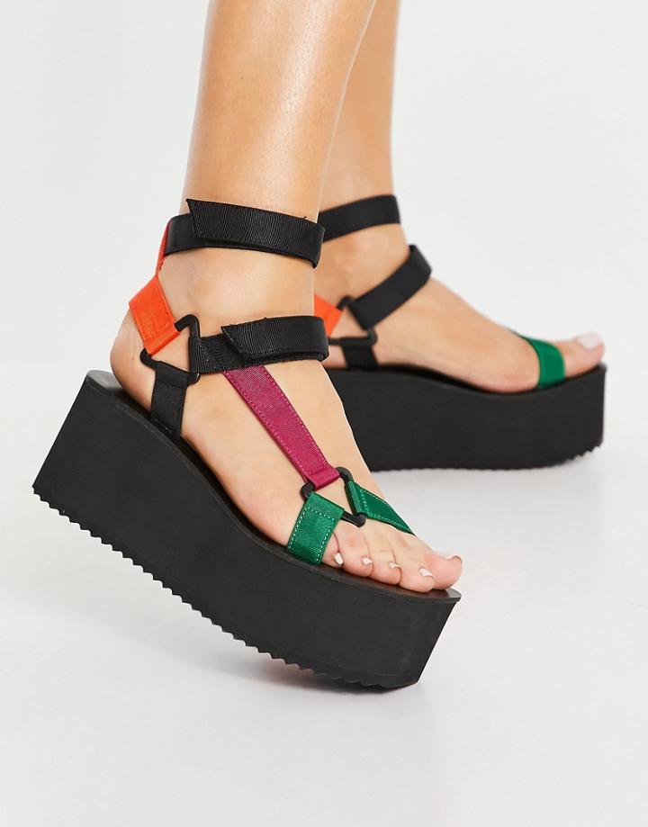 Asos Design Tia Chunky Sporty Flatforms In Multi