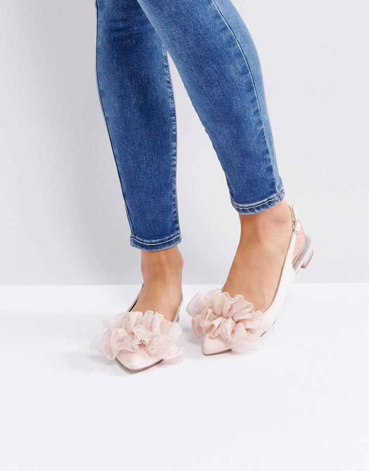 Asos Lavender Sky Ruffle Ballet Flats - Beige