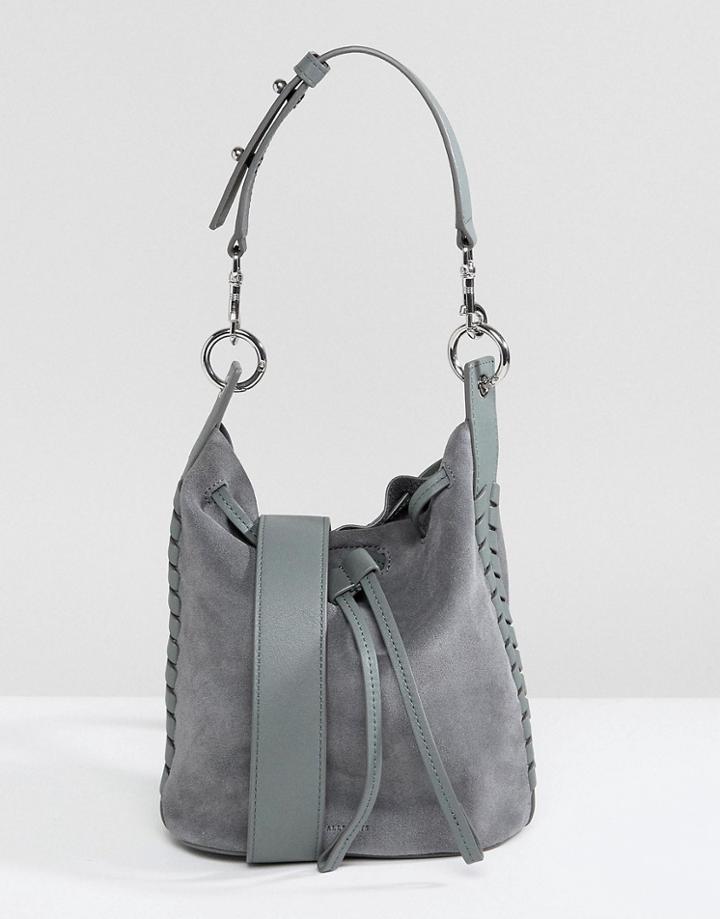 Allsaints Suede Whipstitch Bucket Bag - Blue