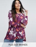 Koko Butterfly Floral Print Long Sleeve Top - Multi