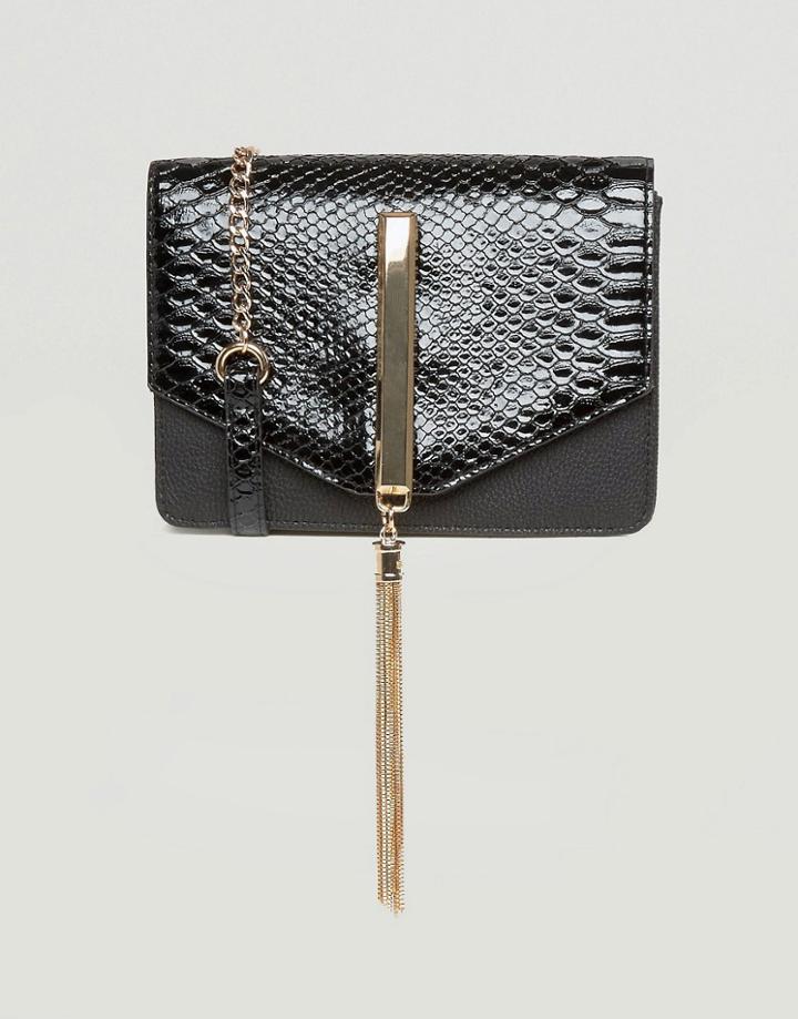 Lipsy Patent Cross Body Bag With Tassel - Black