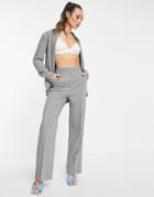 Topshop Pinseam Straight Tailored Pants In Gray