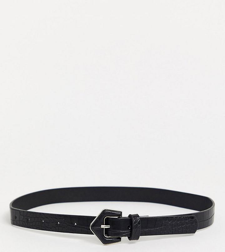 My Accessories London Exclusive Mock Croc Black Waist And Hip Jeans Belt