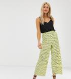 Asos Design Maternity Under The Bump Plisse Spot Culotte Pants-yellow