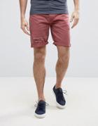 Asos Denim Shorts In Slim Burgundy With Thigh Rip - Red