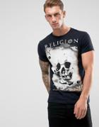 Religion Skull Card T-shirt - Black