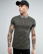 Brave Soul Knitted Collar Polo Shirt - Green