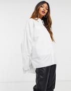 Asos Design Relaxed Oversized Paneled Dad Shirt In White