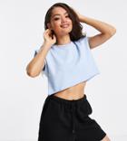 Chelsea Peers Petite Lounge T-shirt With Exaggerated Shoulders In Pale Blue-blues