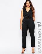 Ax Paris Plus Wrap Front Jumpsuit - Black