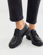 London Rebel Chunky Lace Up Brogues In Black - Black