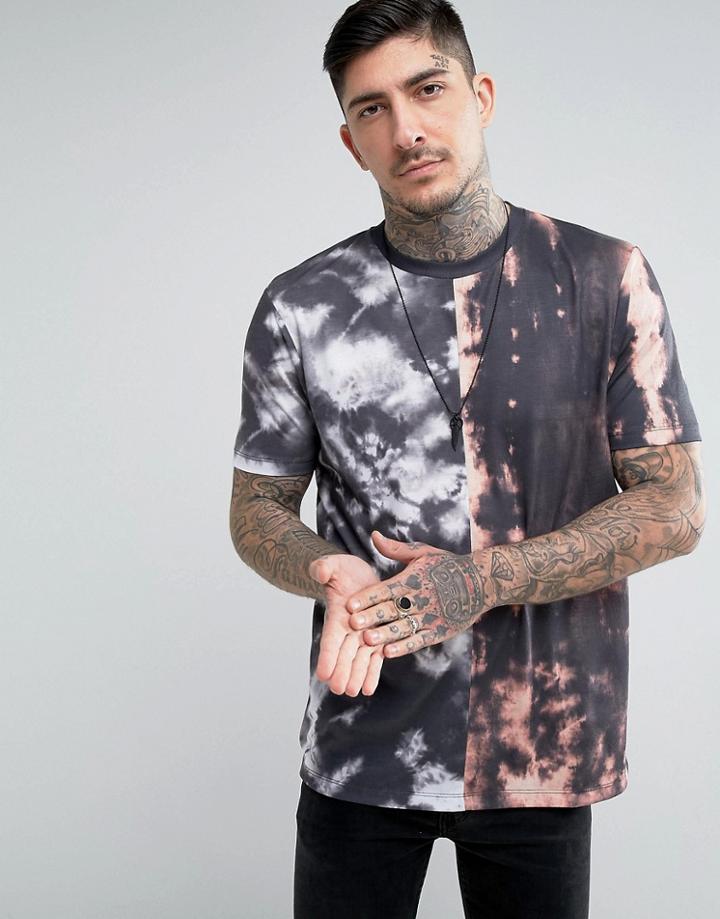 Asos T-shirt With Spliced Wash - Black