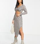 Asos Design Petite Knitted Midi Skirt In Space Dye With Split Detail - Part Of A Set-multi