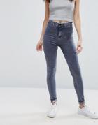 New Look Acid Wash Skinny Jeans - Gray