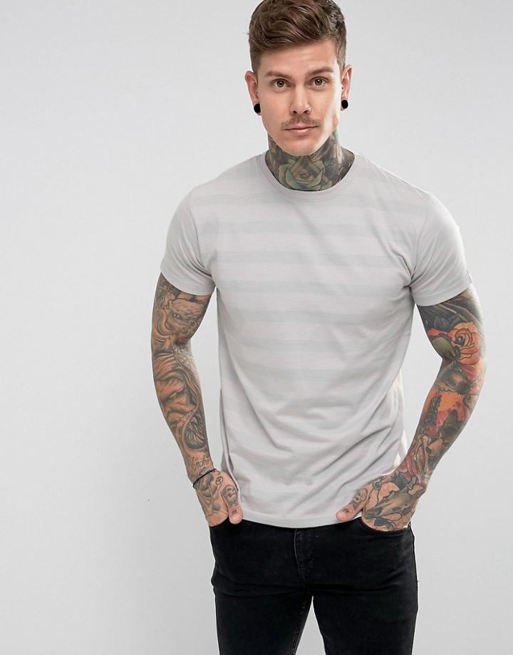 Hoxton Denim Striped T-shirt - Gray