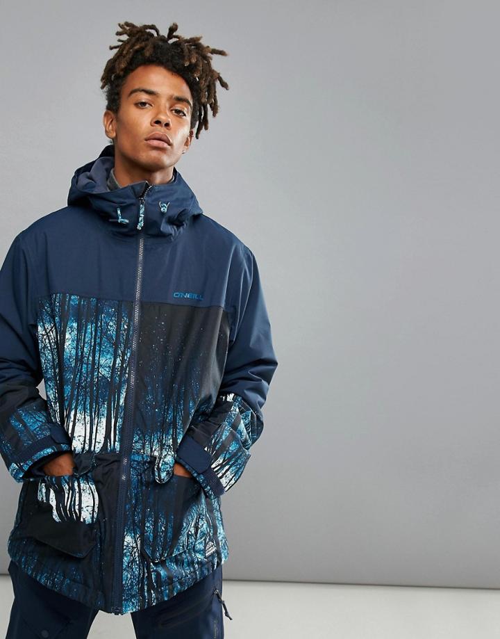 O'neill Patrol Woodland Print Ski Jacket In Navy - Navy
