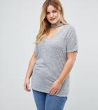 New Look Curve Choker Neck Knit Tunic - Gray