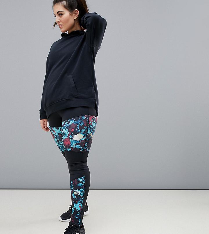 Only Play Plus Color Block Printed Leggings - Multi