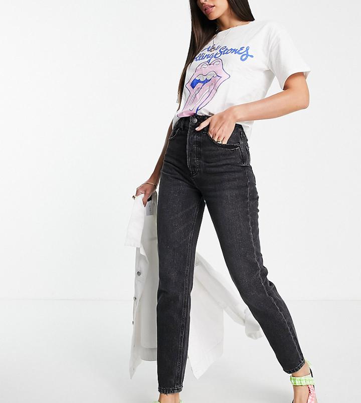 Stradivarius Tall Mom Fit Vintage Jean In Washed Black