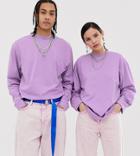 Collusion Unisex Long-sleeve T-shirt In Lilac - Purple