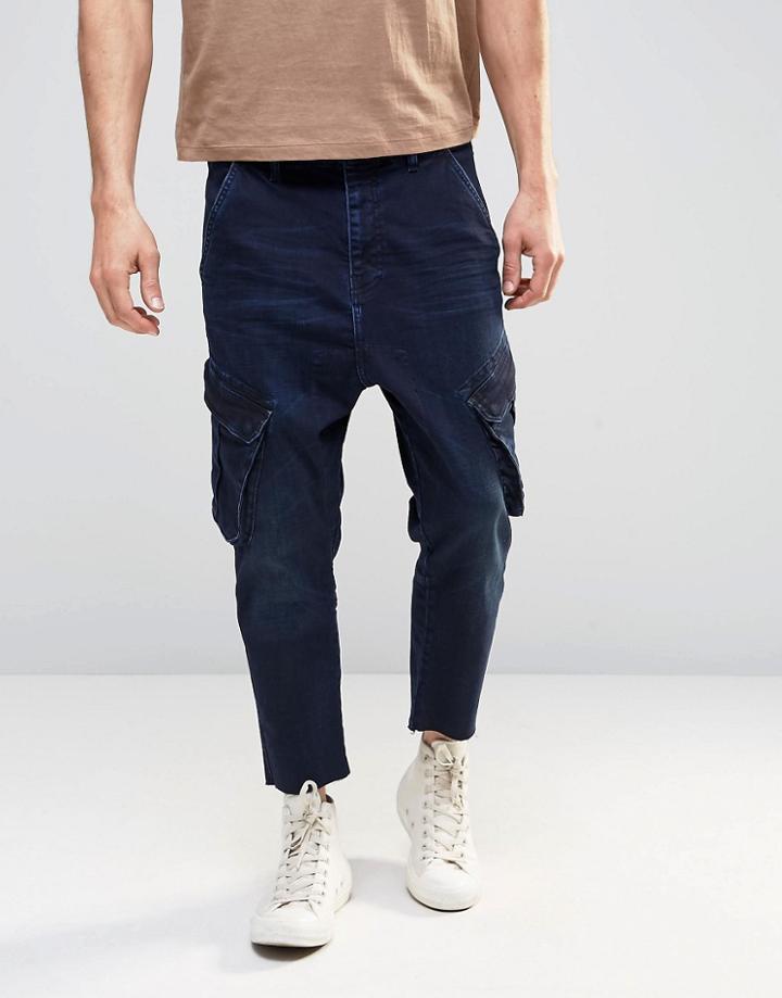 Asos Slim Cropped Cargo Jeans In Indigo - Indigo