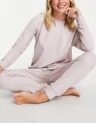 Asos Design Lounge Light Weight Sweatshirt & Sweatpants Set In Gray-grey