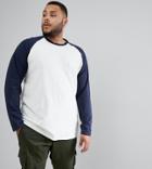 Jack & Jones Originals Plus Size Long Sleeve T-shirt With Raglan Sleeve - White