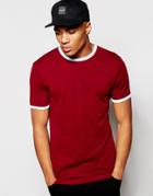 New Look Ringer T-shirt In Burgundy - Red