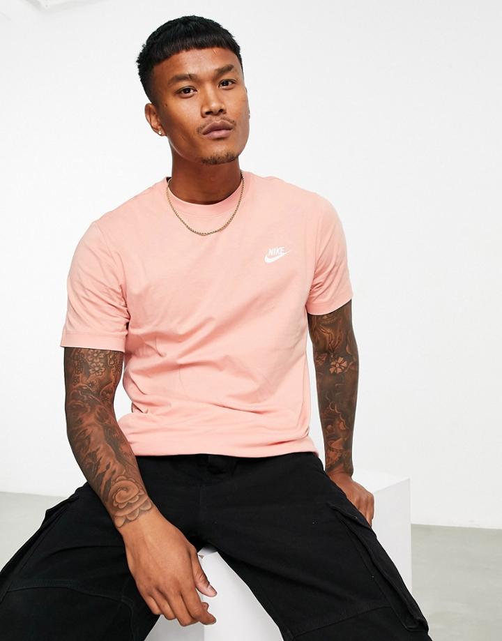 Nike Club T-shirt In Light Coral-orange