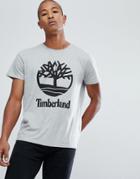 Timberland Stacked Logo T-shirt In Gray Marl - Gray