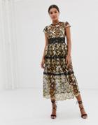 Bronx & Banco Gloria Midi Embroidered Dress - Multi